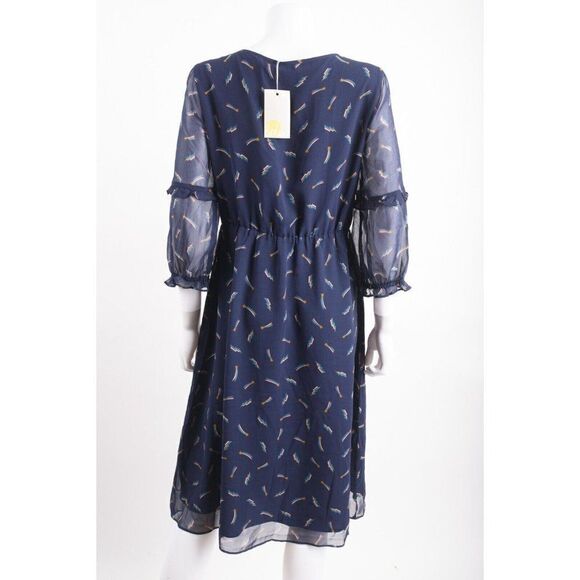 Boden Womens Iona Midi Dress UK 10 US 6 Blue Shooting Star Print 3/4 Sleeve NWT - Picture 5 of 6